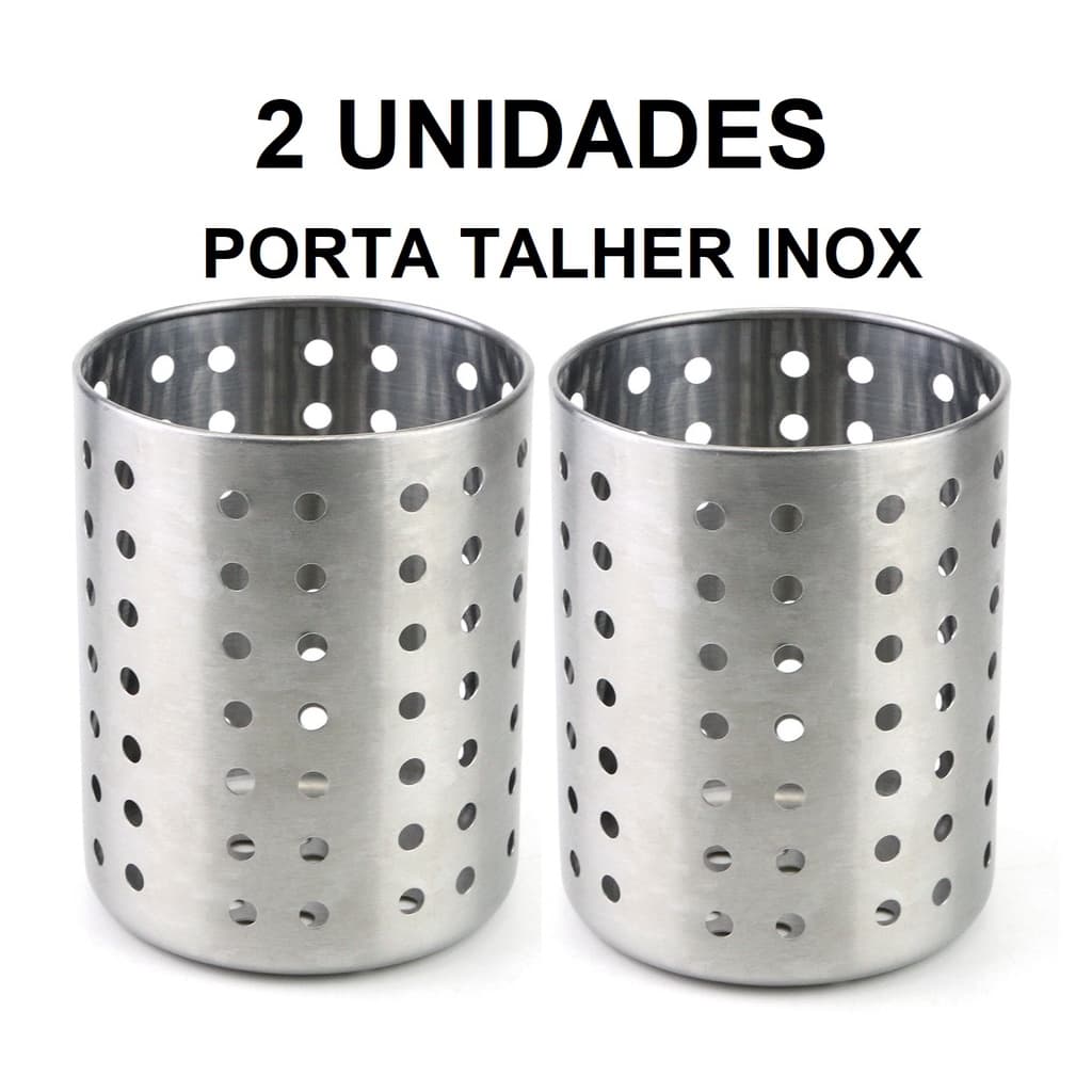Escorredor De Talheres Em Inox Redondo Clink Porta Treco Cozinha Inoxidavel