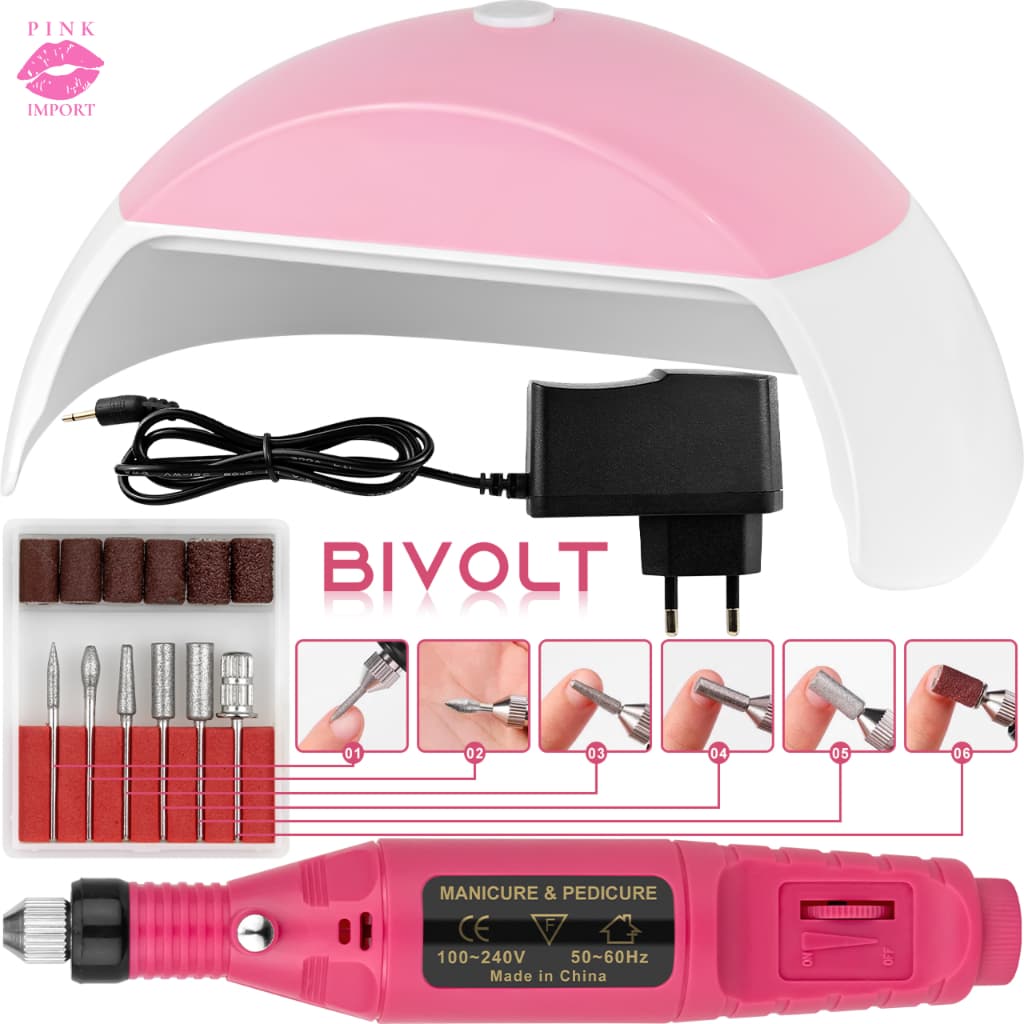Kit Cabine de Unha Led Uv e Lixadeira eletrica Profissional de Unhas