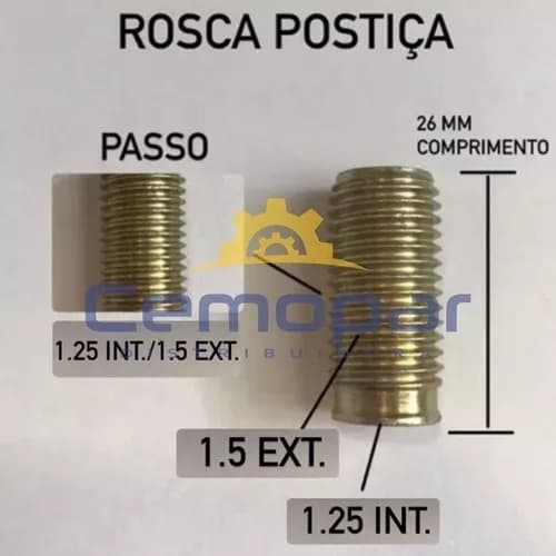 Bucha Rosca Postiça 08x12x1.5 M 8 Kit - 10 Peças