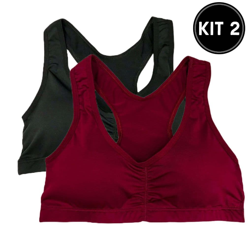 Kit 2 Top Academia Fitness Feminino Nadador com Bojo Removível Esportivo Confortável Treino Sustentação