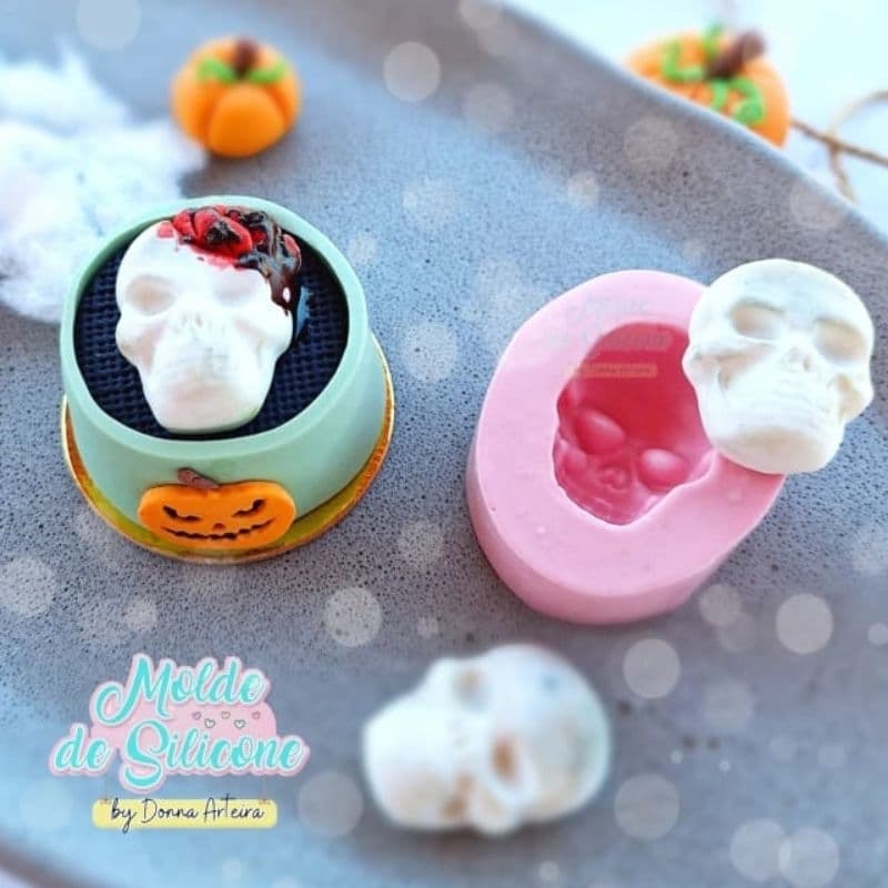 Molde de silicone cabeça caveira cód. 864 - Halloween, Dia das Bruxas, Terror