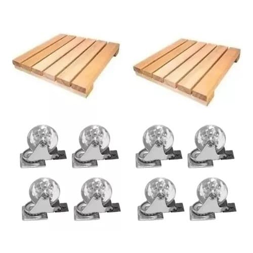 2 Unidades Deck Madeira Estrado Suporte De Cpu No Break 30x30 Suporte para vaso de plantas Com 8 Rodinhas Com Trava 35mm