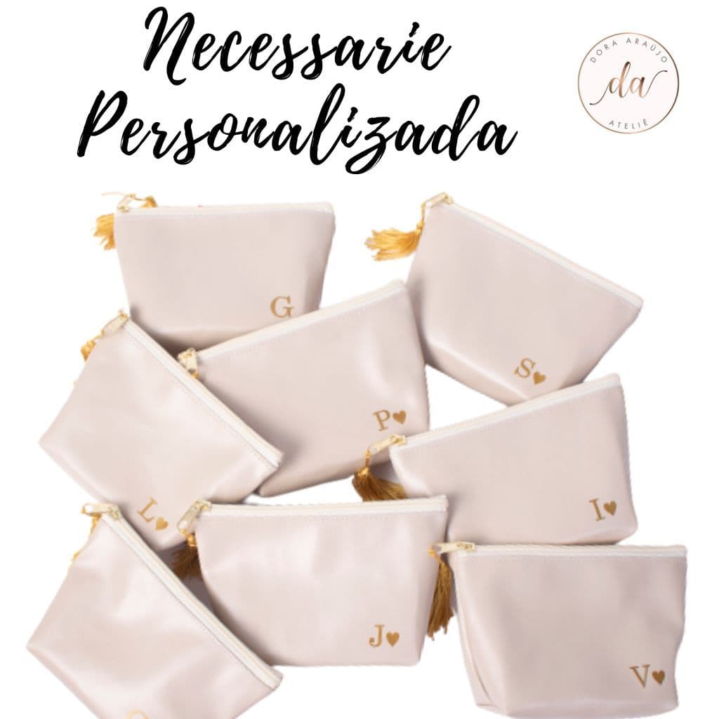 Necessaire Personalizada Kit com 20unid (várias cores)com inicial para casamento,madrinhas,noiva,aniversário