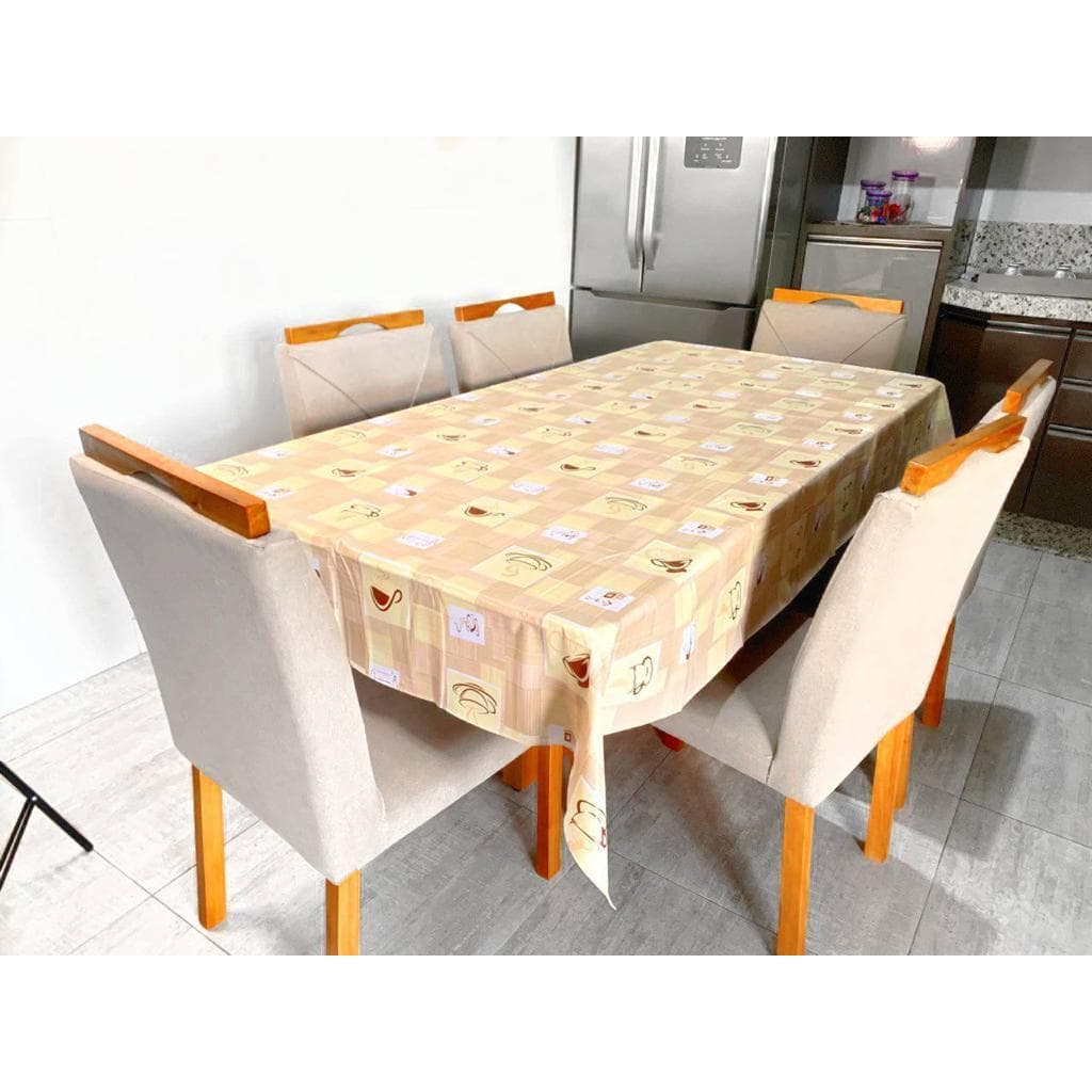 Toalha de Mesa de Plástico Térmica Para 4 6 8 e 10 Lugares Várias Estampas Quadrada Decoração Cozinha