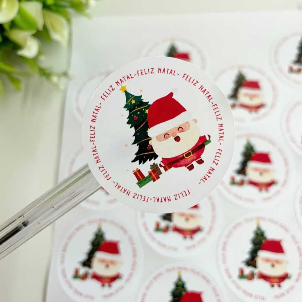 ENVIO IMEDIATO- 100 Etiquetas adesivas natal | Adesivo feliz Natal