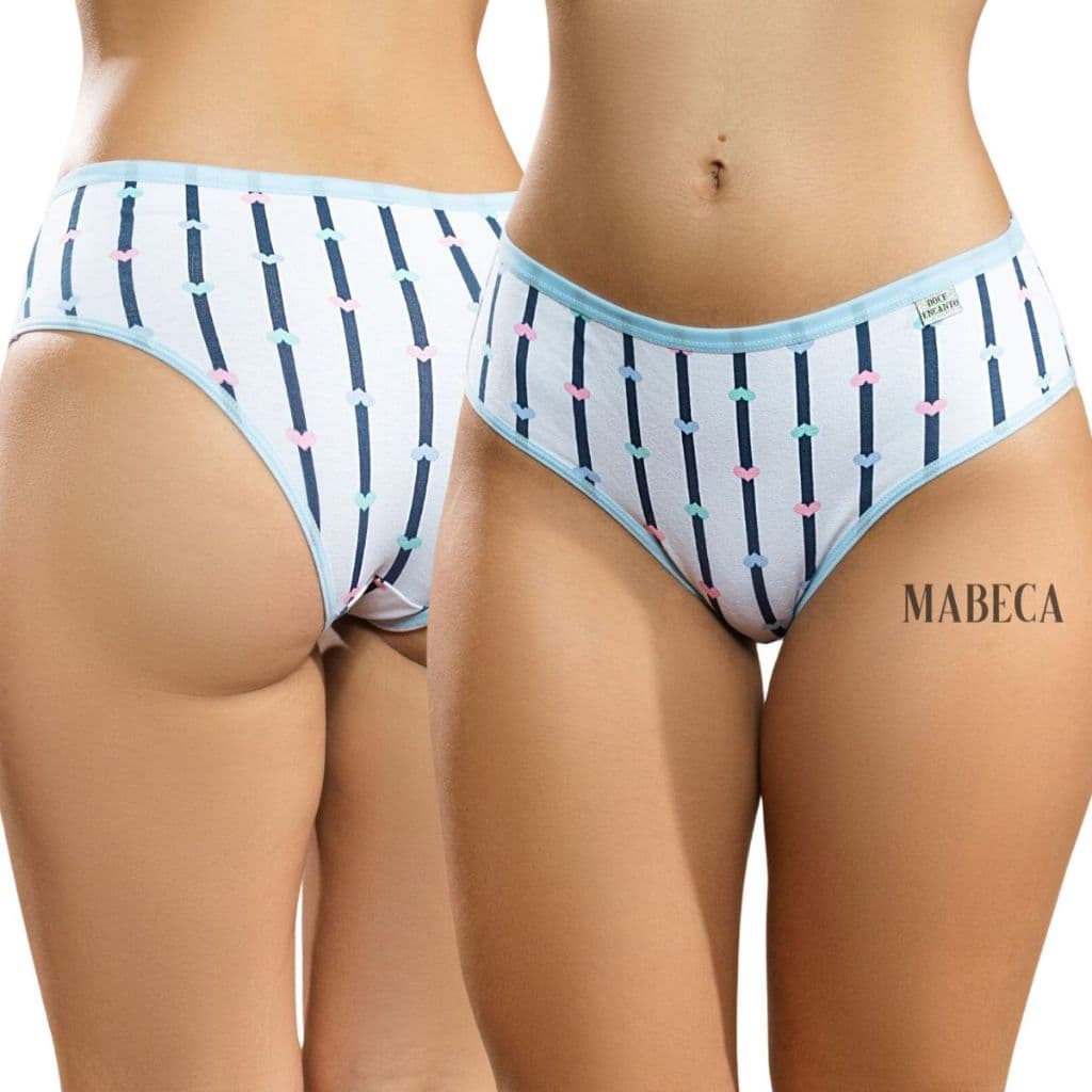 Kit Com 05 Calcinha Tanga Cintura Alta Lateral Larga Em Algodão Estampado Ref401