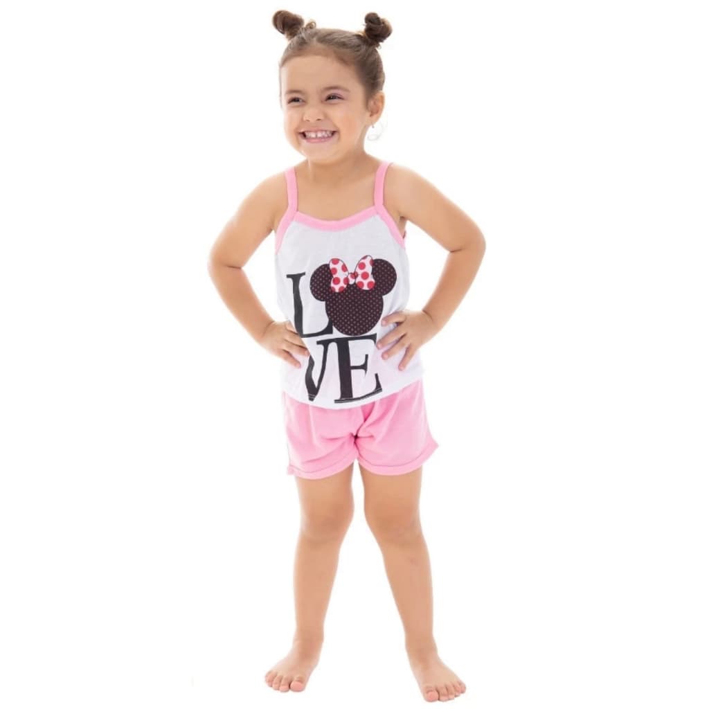 Baby Doll Infantil Feminino Malha Pijama Verão Roupa de Dormir Short Doll Alcinha Confortável Traje para Dormir.