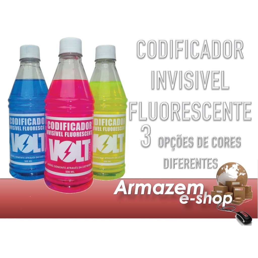 Tinta Invisível codificador Fluorescente 500ml Neon Brilho Intenso