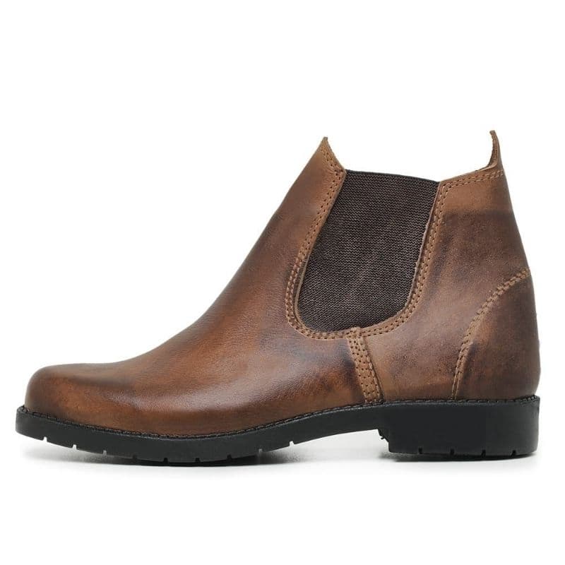 Botina  Masculina Calçado Couro Bota Texana Sola Pneu Resistente Rodeio