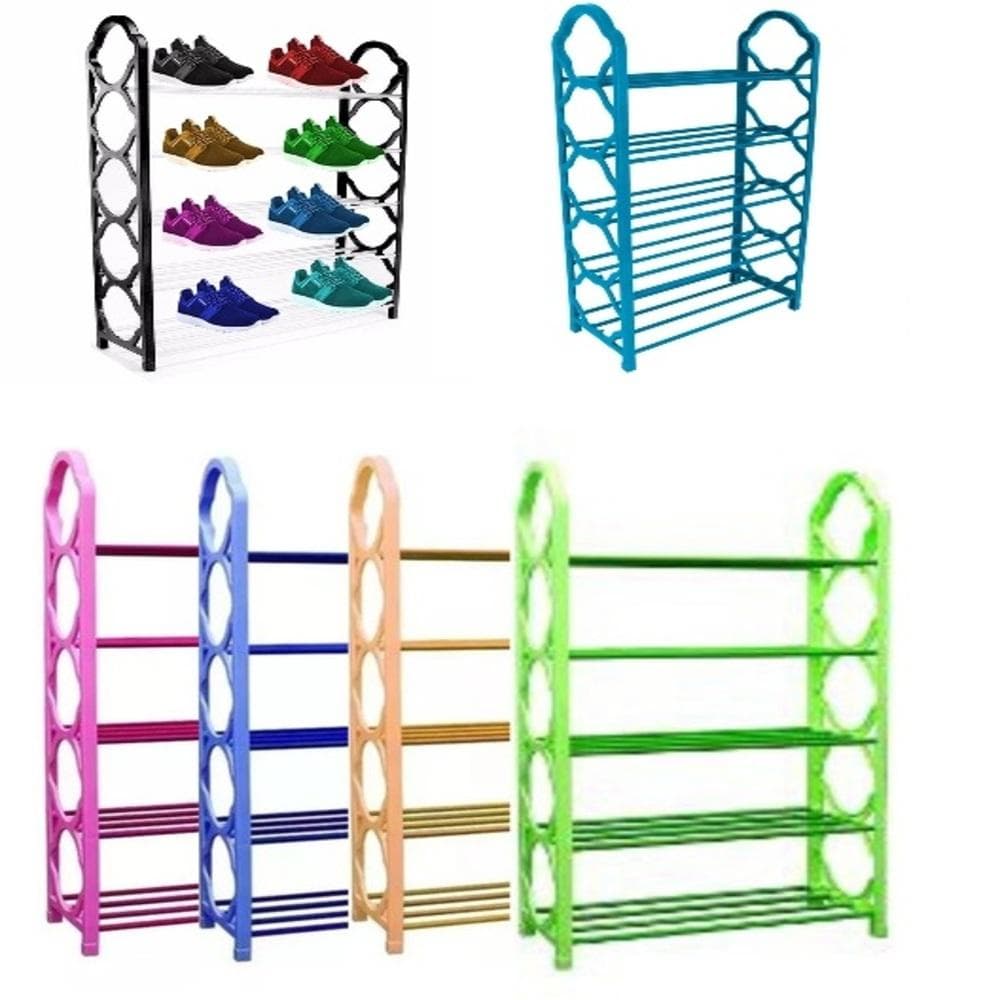KIT SAPATEIRA ORGANIZADOR MULTIUSO PRATELEIRA VERTICAL ATE 10 PARES GRANDE 5 PRATELEIRAS PRETA