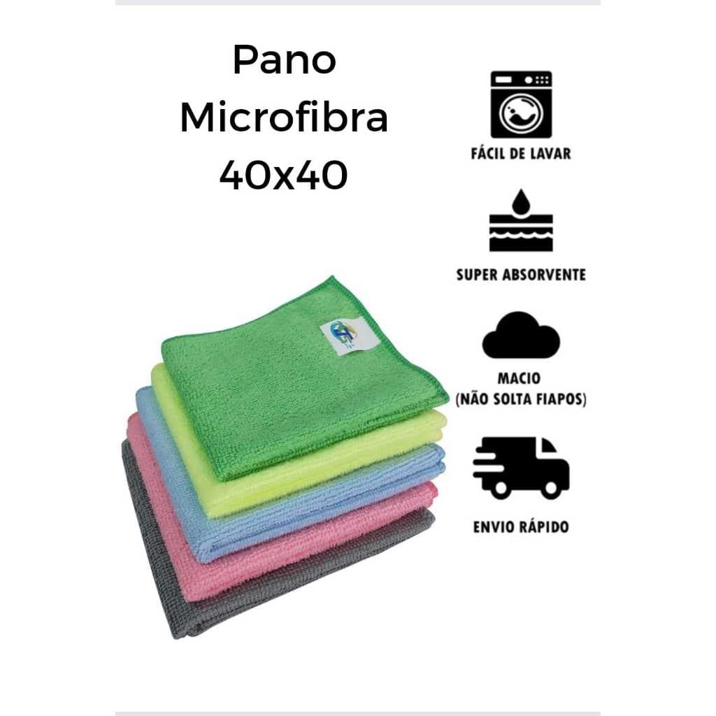 KIT 3 Pano limpeza de microfibra40X40 - alta absorção flanela magica não solta fiapos anti riscos