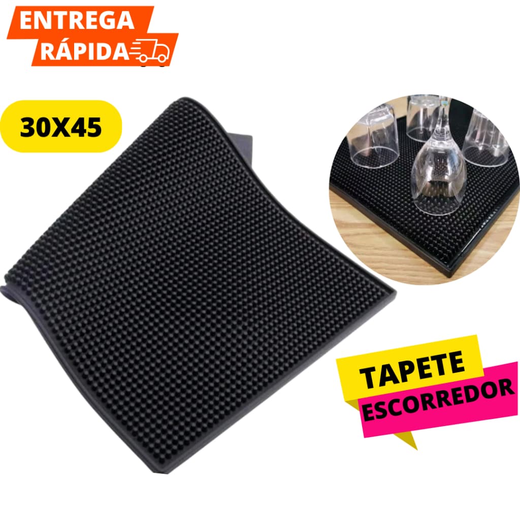 Tapete Escorredor De Louças 45x30 cm Grande Emborrachado Para Casa Bares Balcão Barman