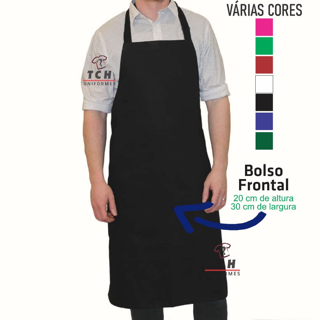 Kit 2 Avental de Cozinha e Lanchonete com Bolso Várias Cores