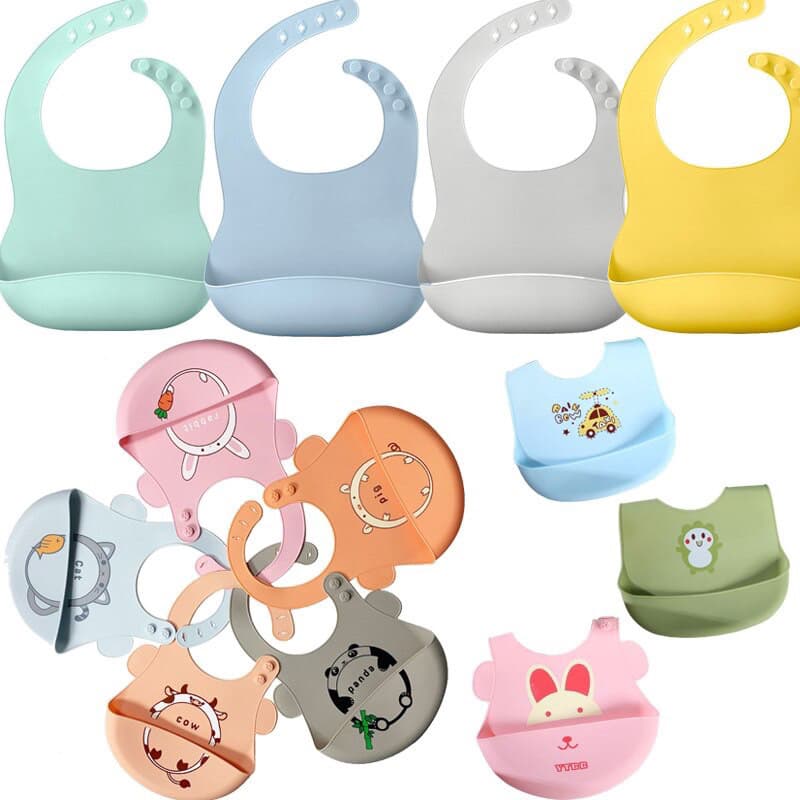 Babador De Silicone Para Bebê Impermeável Cata Migalhas Infantil de alimento avental-envio imediato