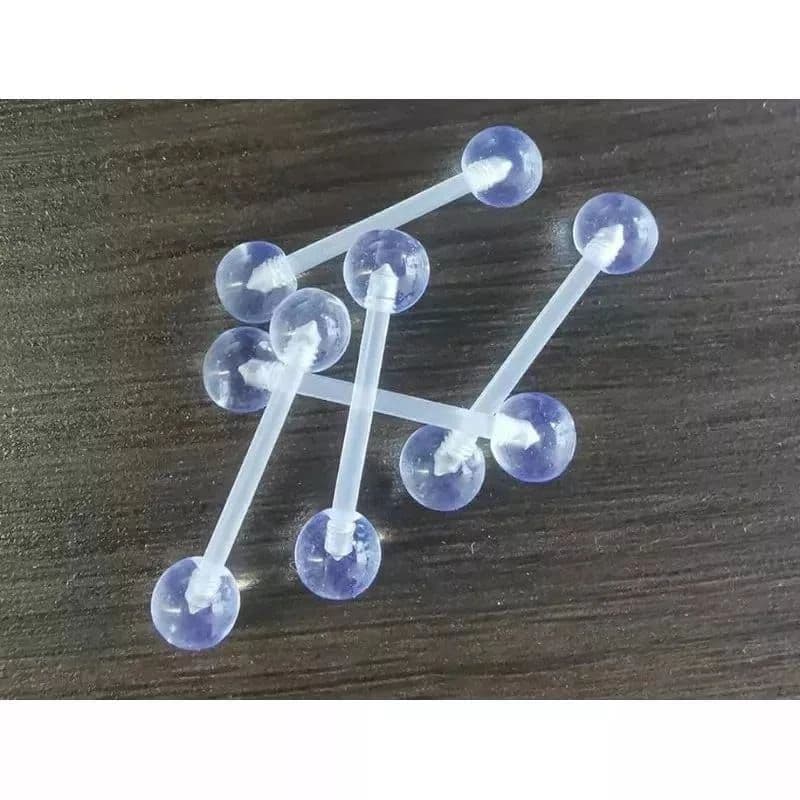 Piercing de Língua Transparente Silicone 19mm Masculino Feminino