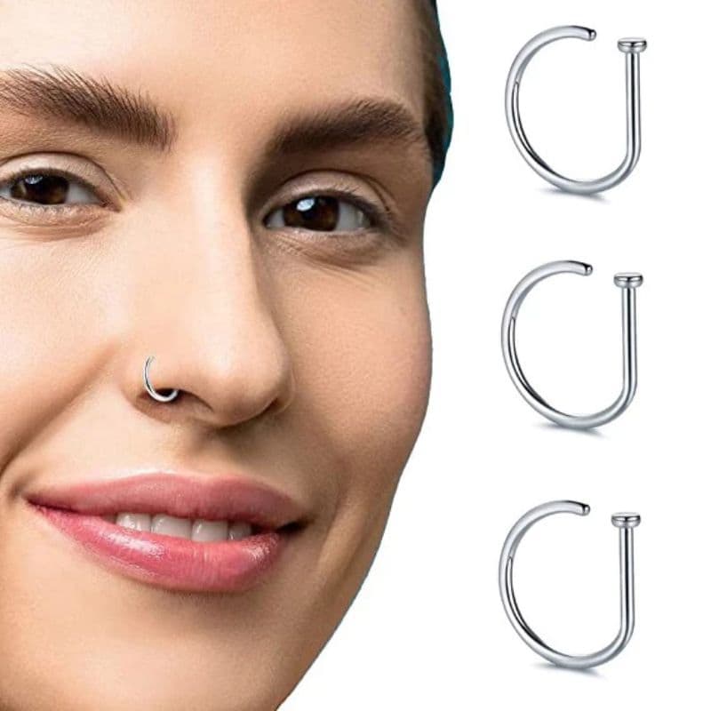 Piercing de Nariz Nostril 8mm D-Ring Hipoalergênico