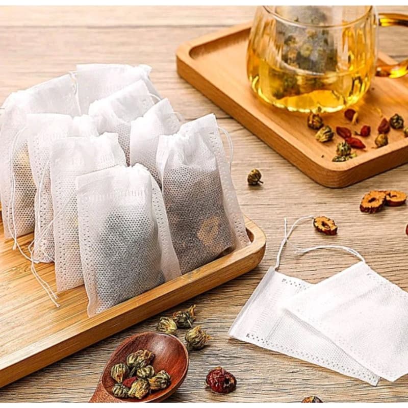 100 peças Sacos de Chá Infusor de Tecido Descartável 5x7cm