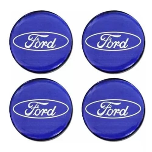 Sub-calotas Central Com Boton Resinado Ford Azul 48mm Jogo 4 Peças