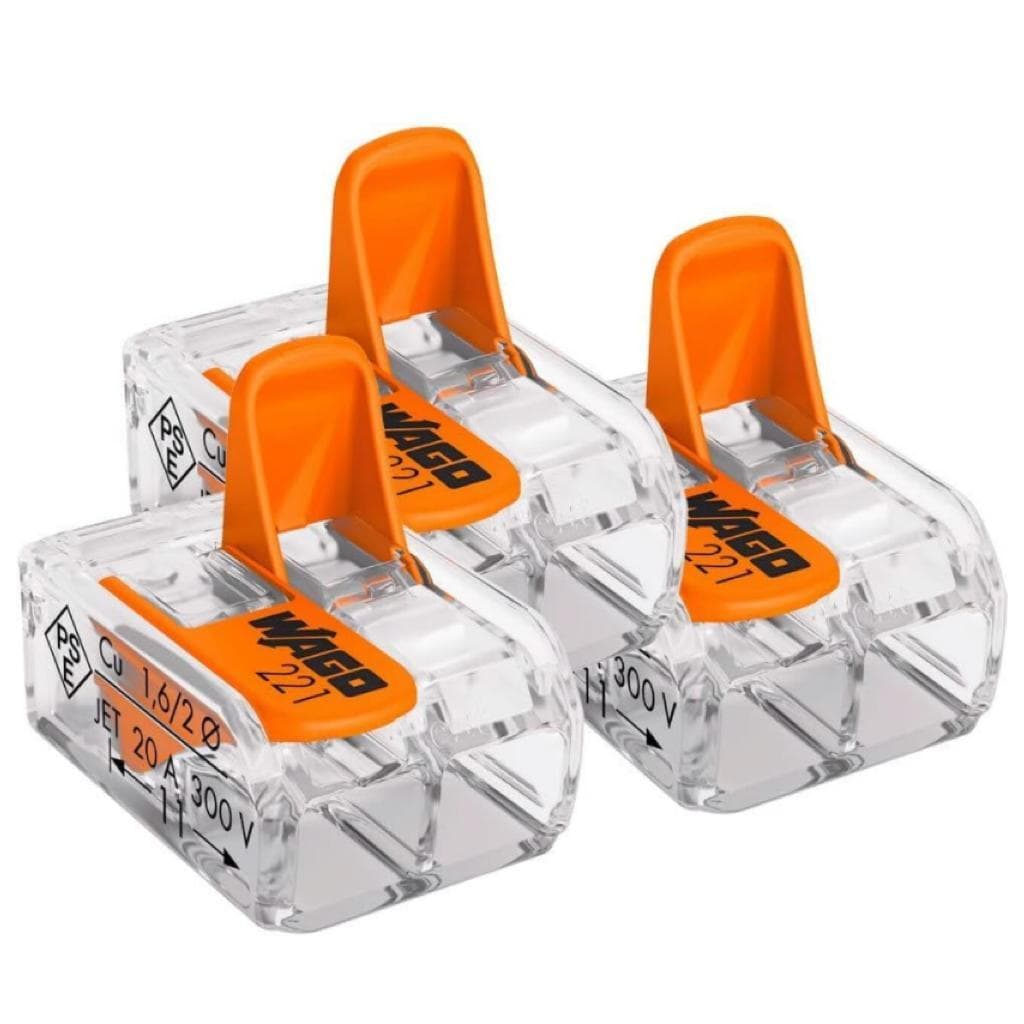 KIT 10 CONECTOR EMENDA 2P 32A TRANSP. 0,14-4,0MM 221-413 CX C/10PCS WAGO Original