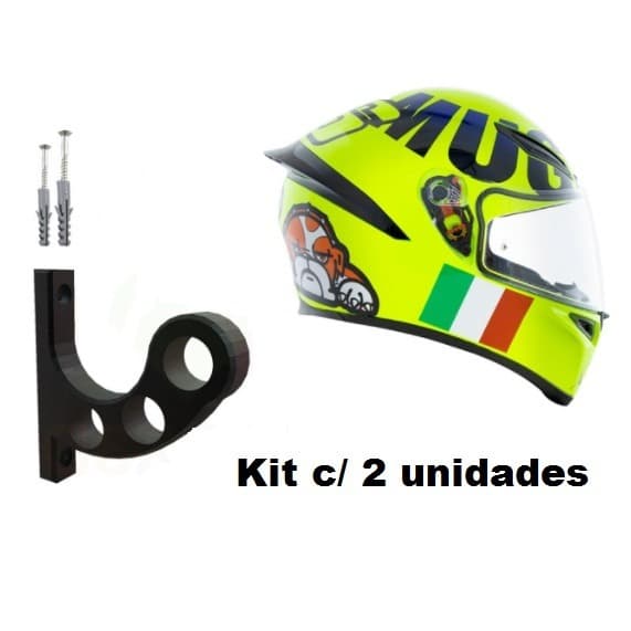 Kit 2 Suportes De Parede Para Pendurar Capacete Moto Bike Bicicleta E Acessórios