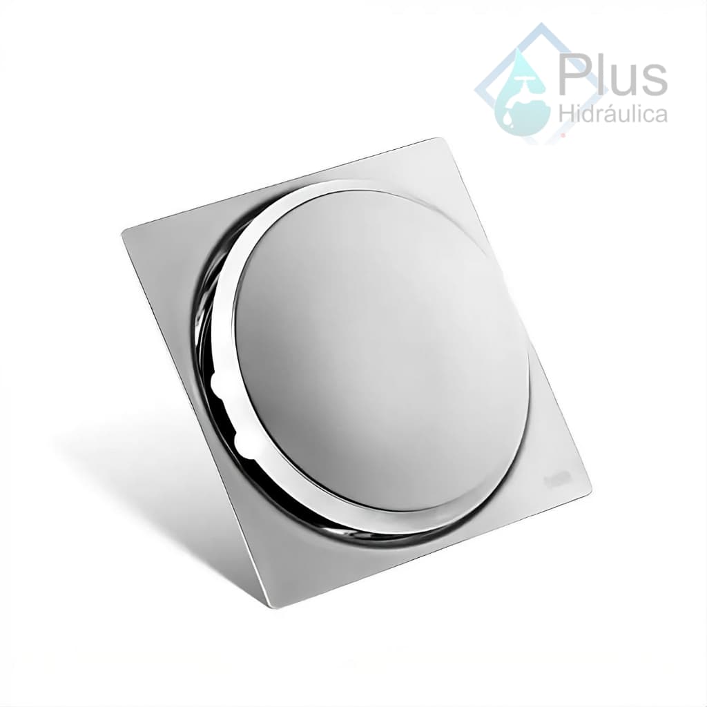 Ralo Inteligente Click Para Banheiro Quadrado 10x10 Cm Inox