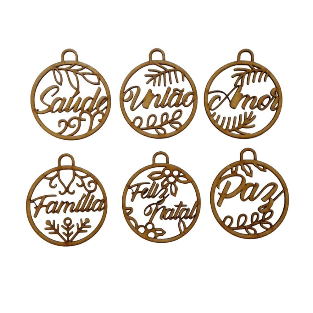 Kit com 6 Bolas de Natal 7cm Circulo Mdf Personalizar Árvore de Natal Enfeite Natalino Guirlanda