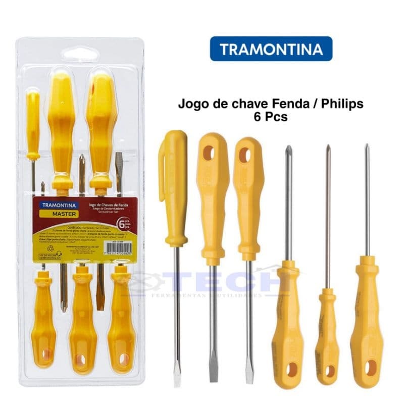 Jogo de Chaves de Fenda Tramontina MASTER Yellow 6 Peças Chave Profissional Envio Imediato