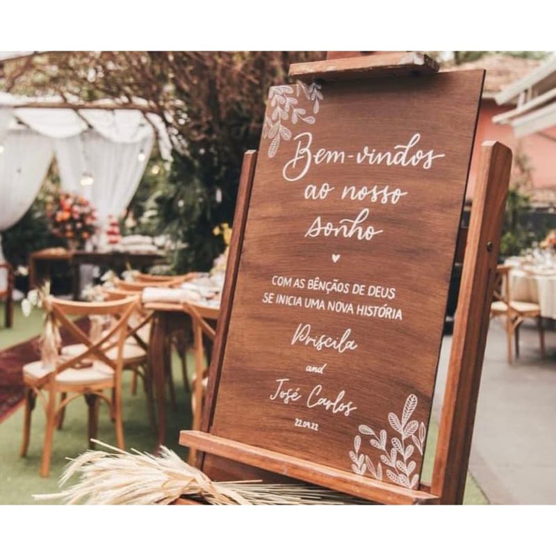 Quadro Decorativo Recepção de Casamento Bem-vindos ao nosso sonho