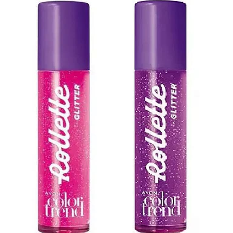 Gloss Labial Brilho Rollette Morango e Uva Lovers Com Glitter Kit 02 Unidades Avon
