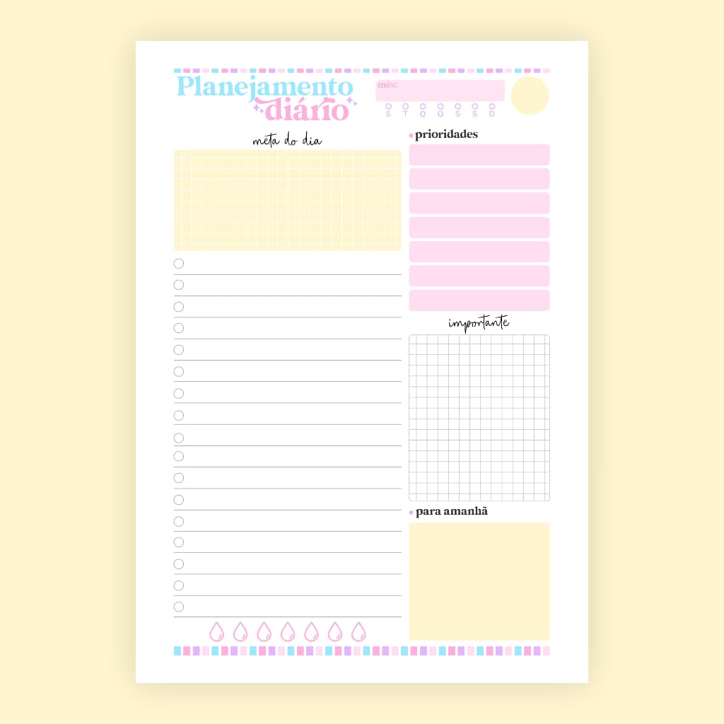 Planner Diário - Pronta Entrega 50 folhas
