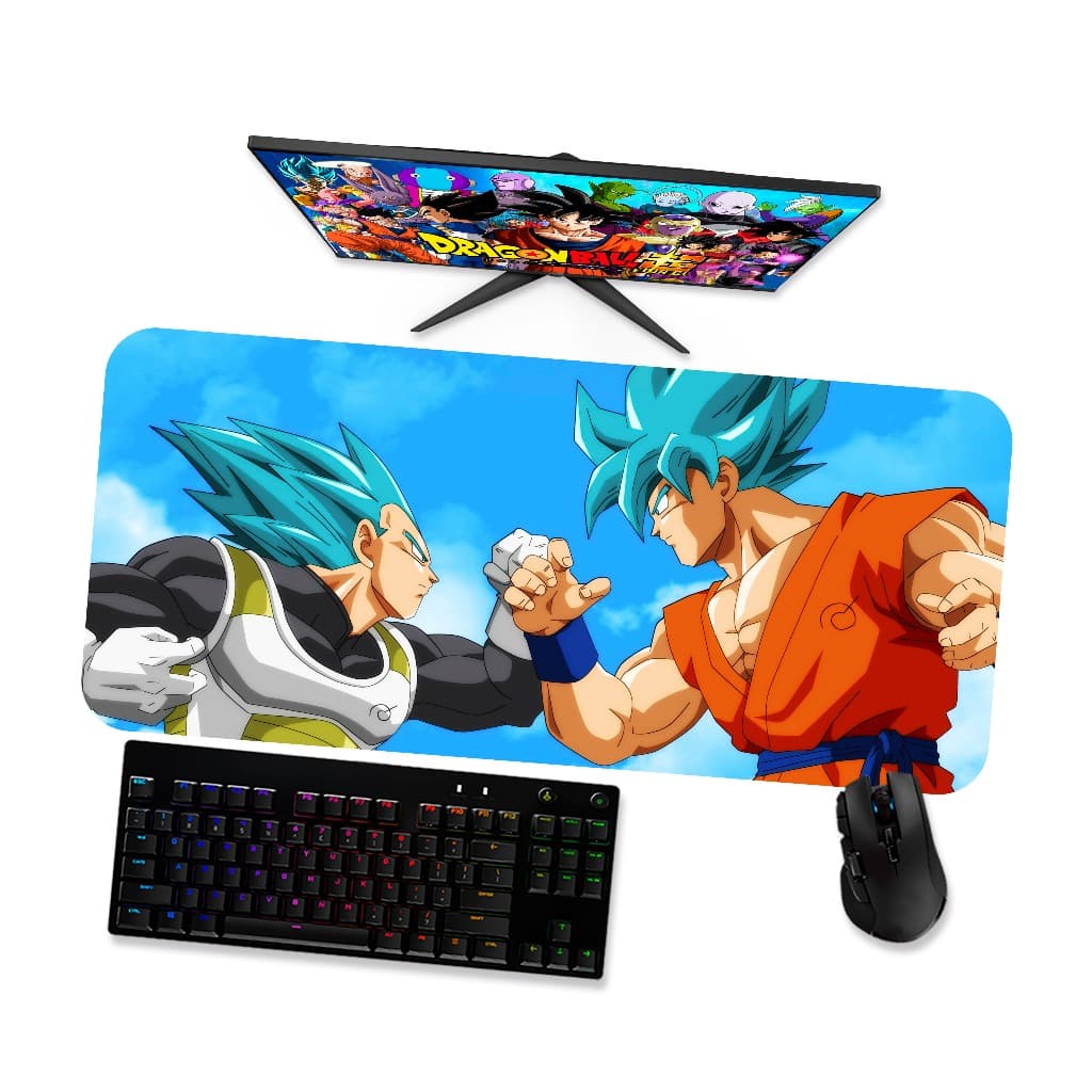 Mousepad Dragon Ball Anime Goku Blue VS Vegeta blue 1 Speed Costurado Mouse pad Gamer 90x40 70x30 80x40 60x40 45x40