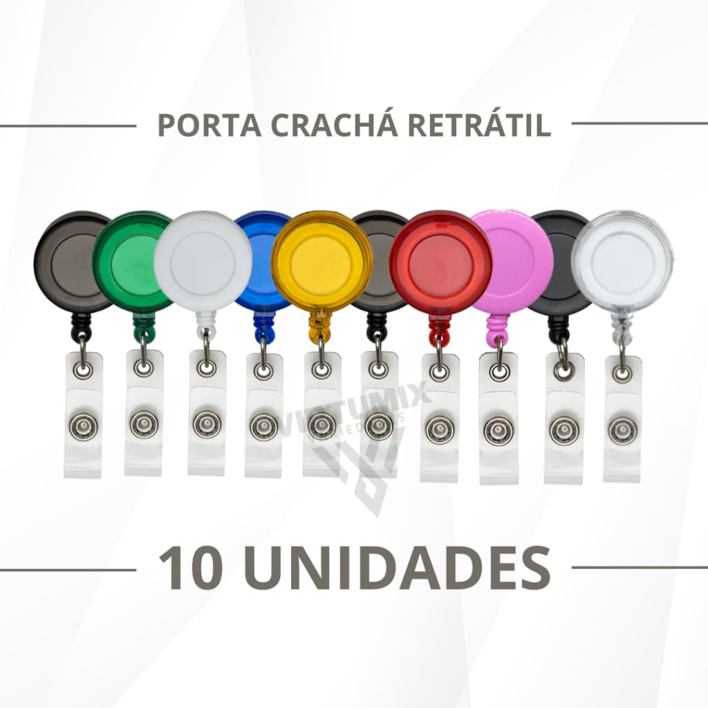 10 Unidades Porta Crachá Retrátil Roller Clip