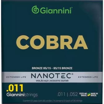 Encordoamento Giannini Nanotec Violão Aço .011 Geeflk Pn