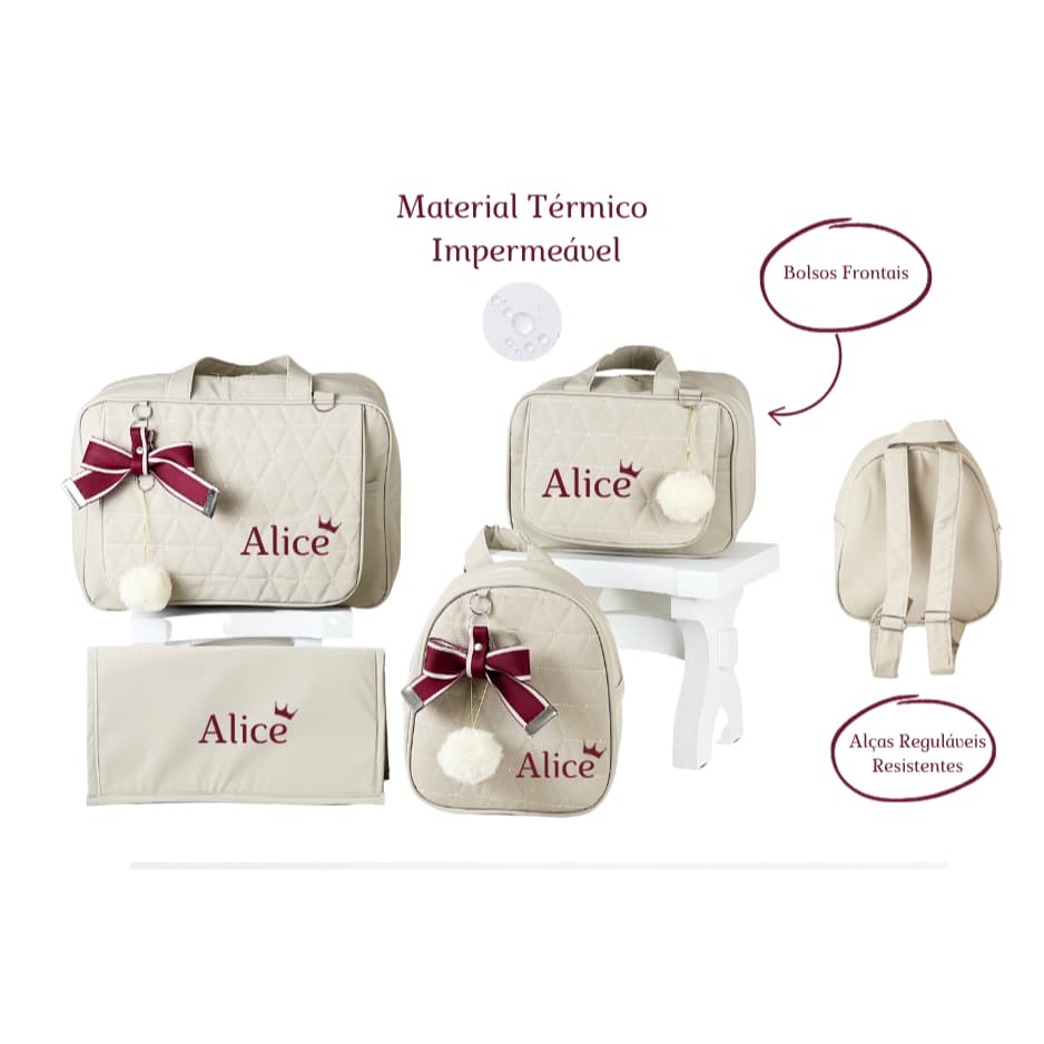 Kit Bolsa Maternidade Personalizada Menina Menino Mala Térmica Luxo
