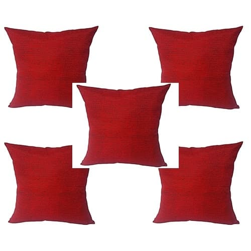 KIT 5 CAPAS ALMOFADAS 45X45 CM VERMELHA LISA COM ZIPER ESCONDIDO