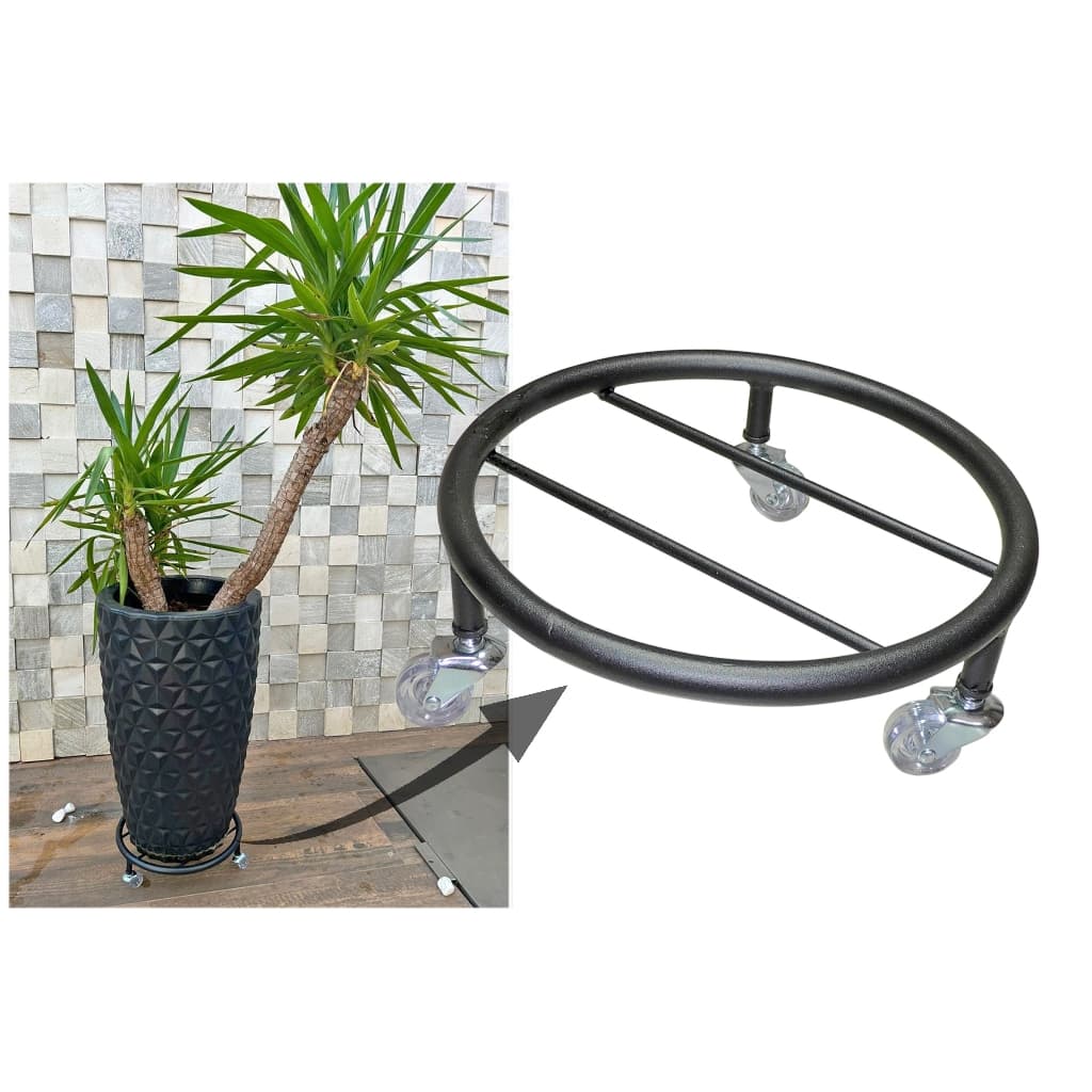 Suporte Vaso 23cm para todos os tipos de vaso Coluna, Bojo, Esfera, P/ Planta C/ Rodinhas Transparente