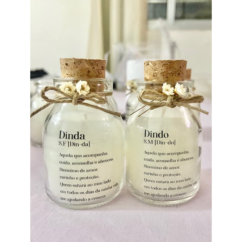 4 Velas Aromáticas • 2 Velas Dinda +  2 Velas Dindo • Lembrancinhas para Padrinhos / Madrinha / Batismo / Batizado