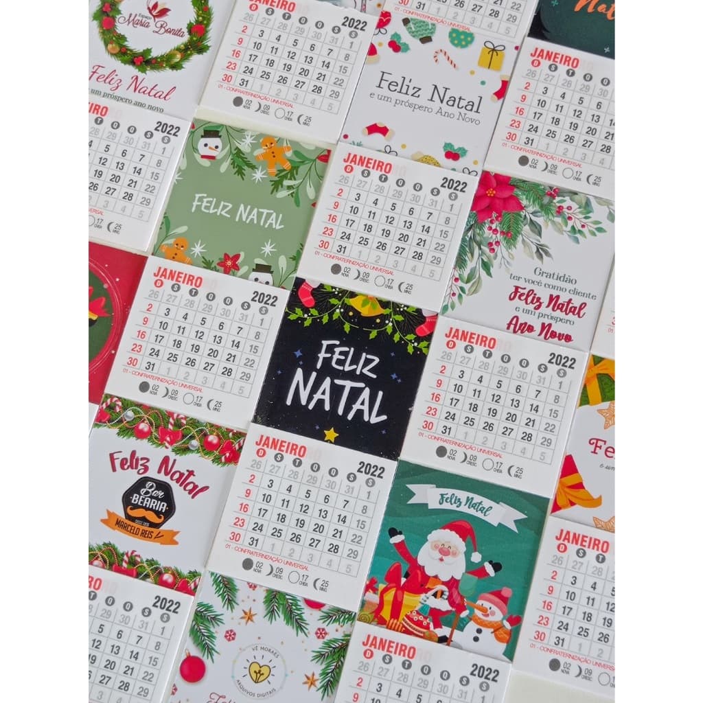 50 Mini Calendario Imã de Geladeira 2027 NATAL (LOGO OU ARTE QUE DESEJAR)