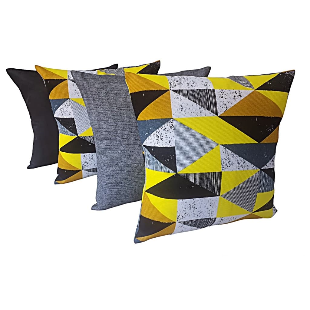 KIT 4 CAPAS 2 GEOMÉTRICAS AMARELAS 1 CINZA 1 PRETAS 45X45CM COM ZIPER ESCONDIDO