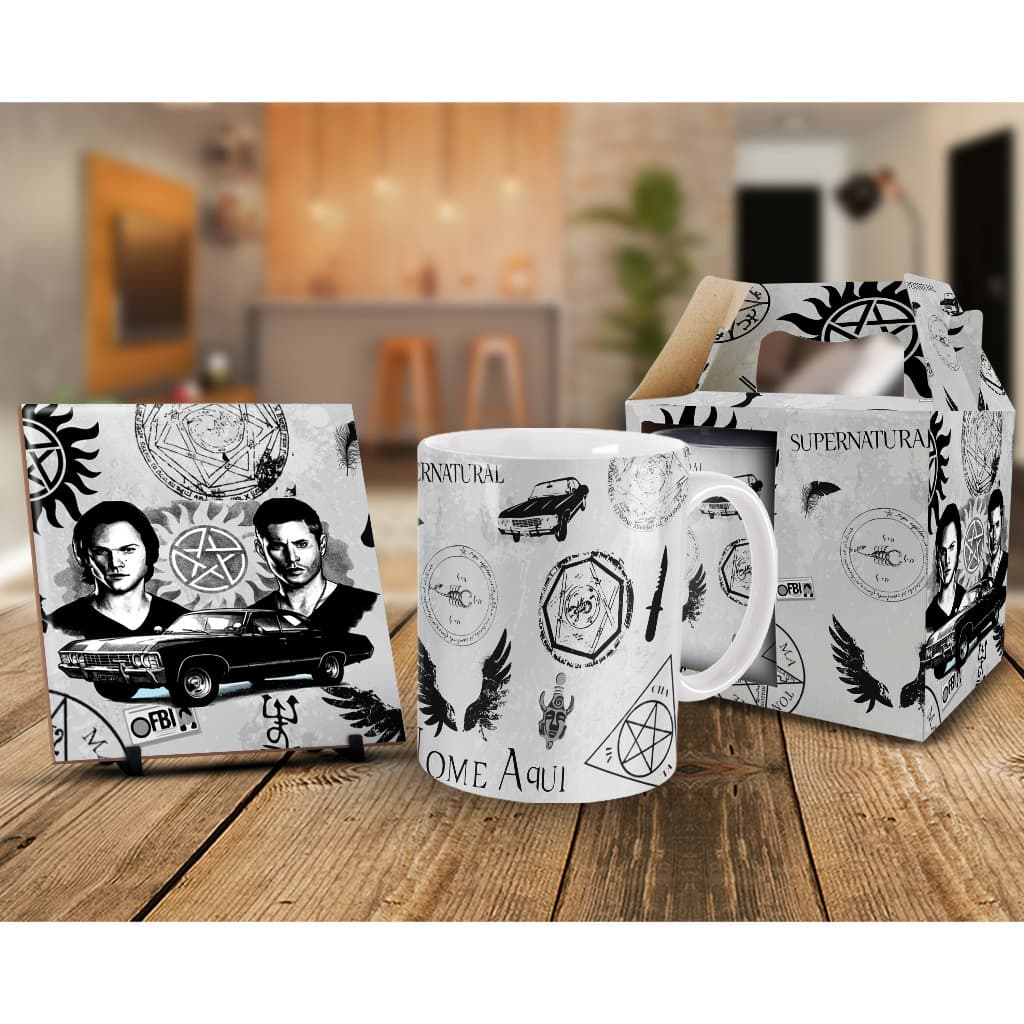 Caneca + Kit Personalizada Série Supernatural Personalizado com Nome