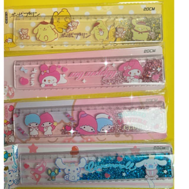Regua escolar com agua e glitter hello kitty Sanrio my melody