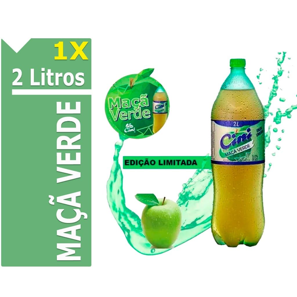 Refrigerante Maça Verde Gasosa CINI 2 Litros Edição Limitada