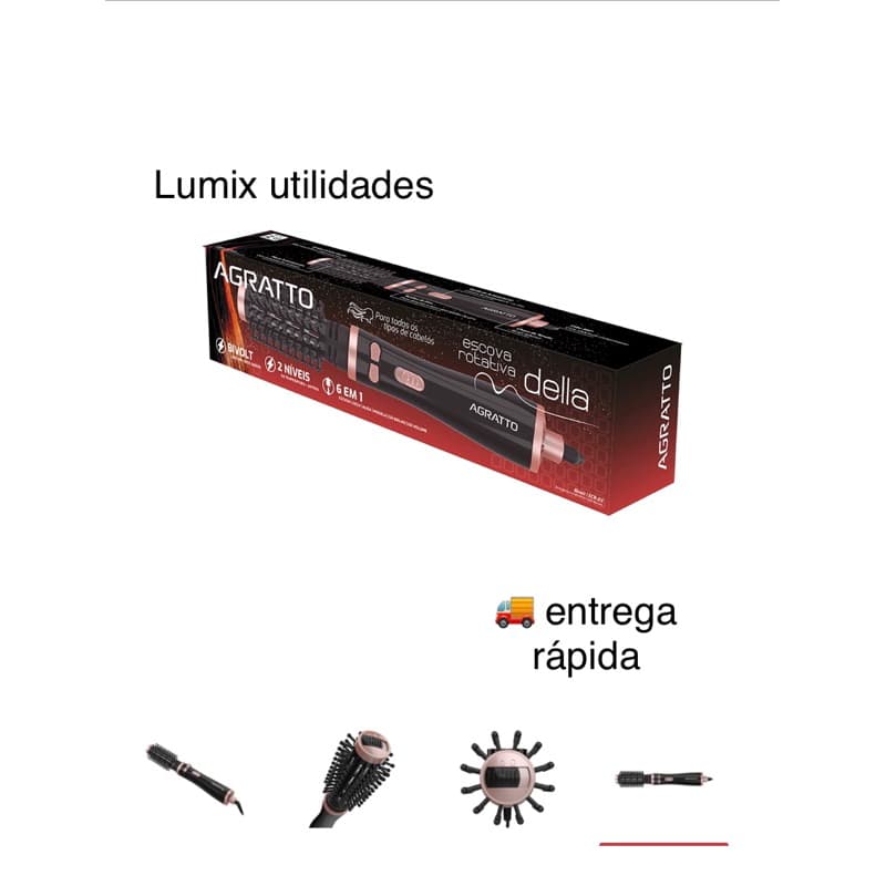 escova de cabelo rotativa della bivolt agratto
