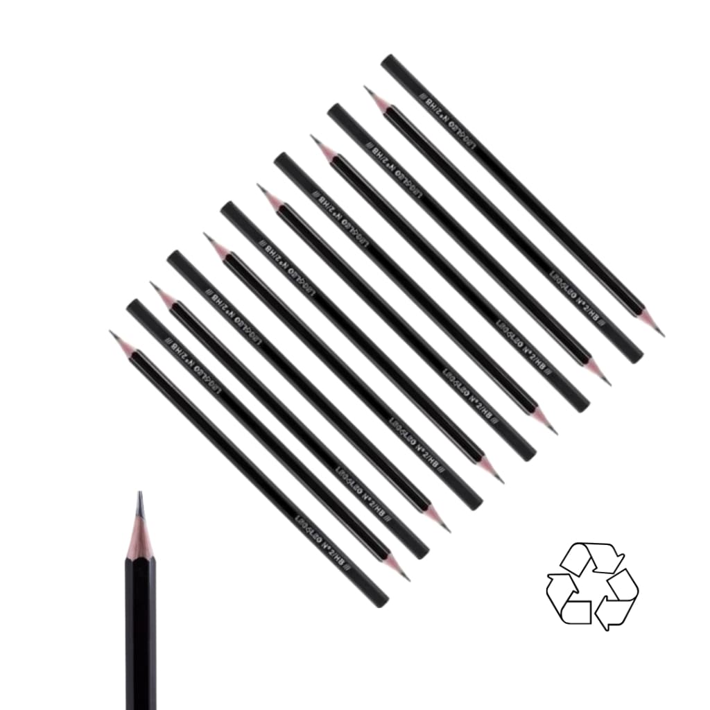 Kit c/12 Lápis Escolar Preto HB 2 Sextavado - Envio Imediato