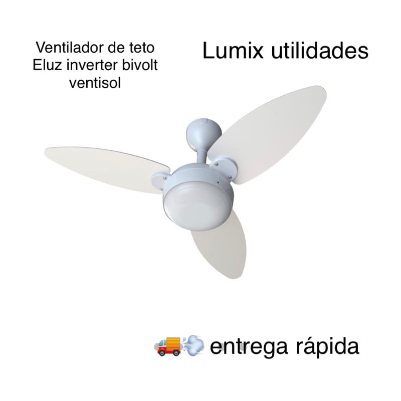 ventilador de teto Elluz 3p c/2 lâmpadas inverter