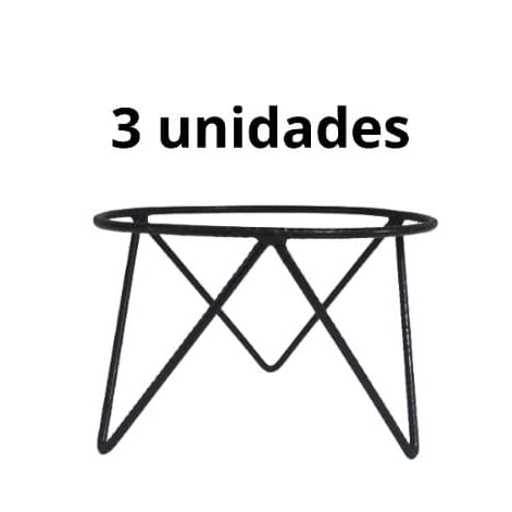 kit 3 suporte tripé em ferro para vaso de planta