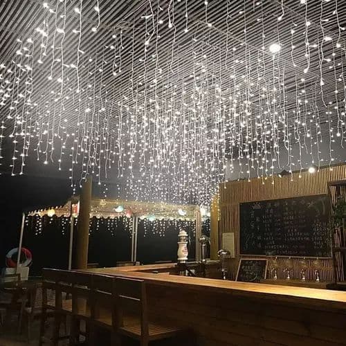 Cascata Led 400 Leds Pisca Fixo 10m Decoração Festas Casamentos Luzes de Natal (Branco Frio/Branco Quente)
