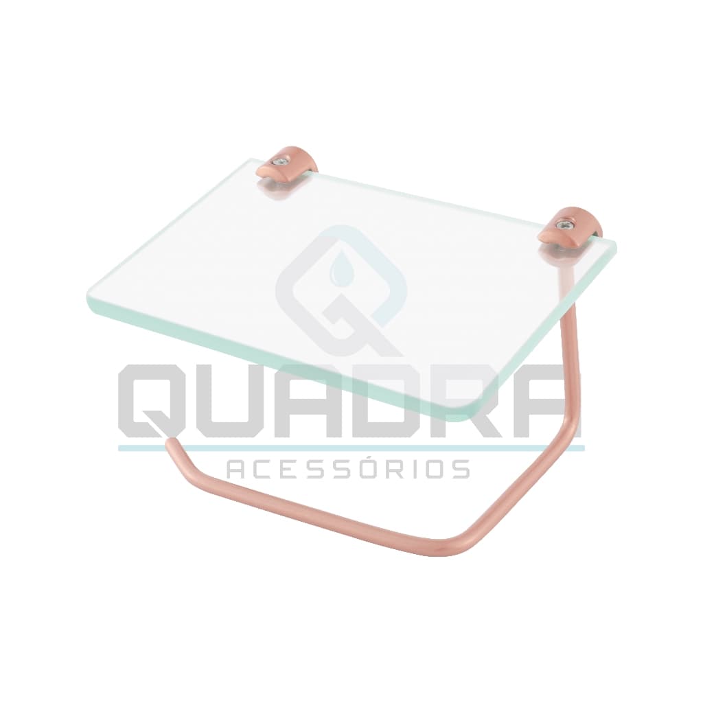 Porta Papel Higiênico com prateleira de vidro (ROSE)