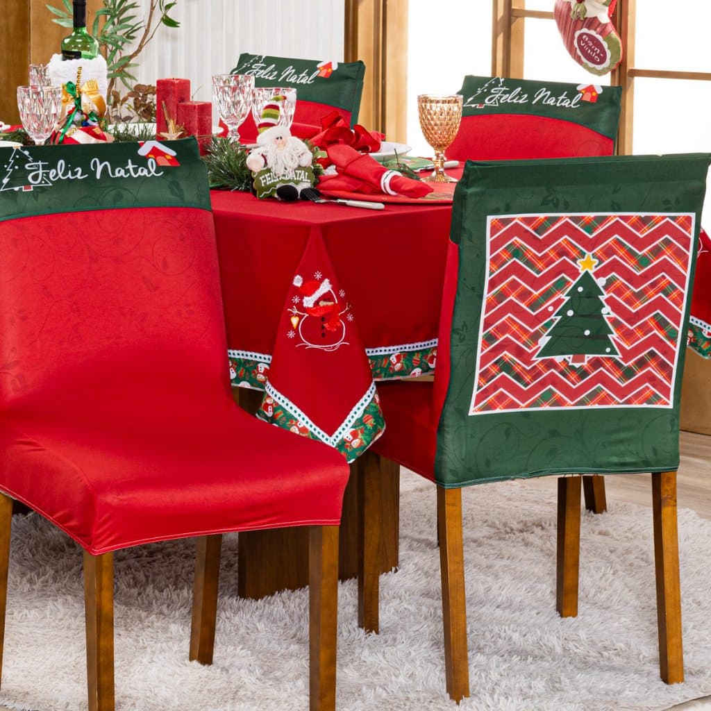 Kit 4 Capas Cadeira De Natal Em Malha Premium Promoção
