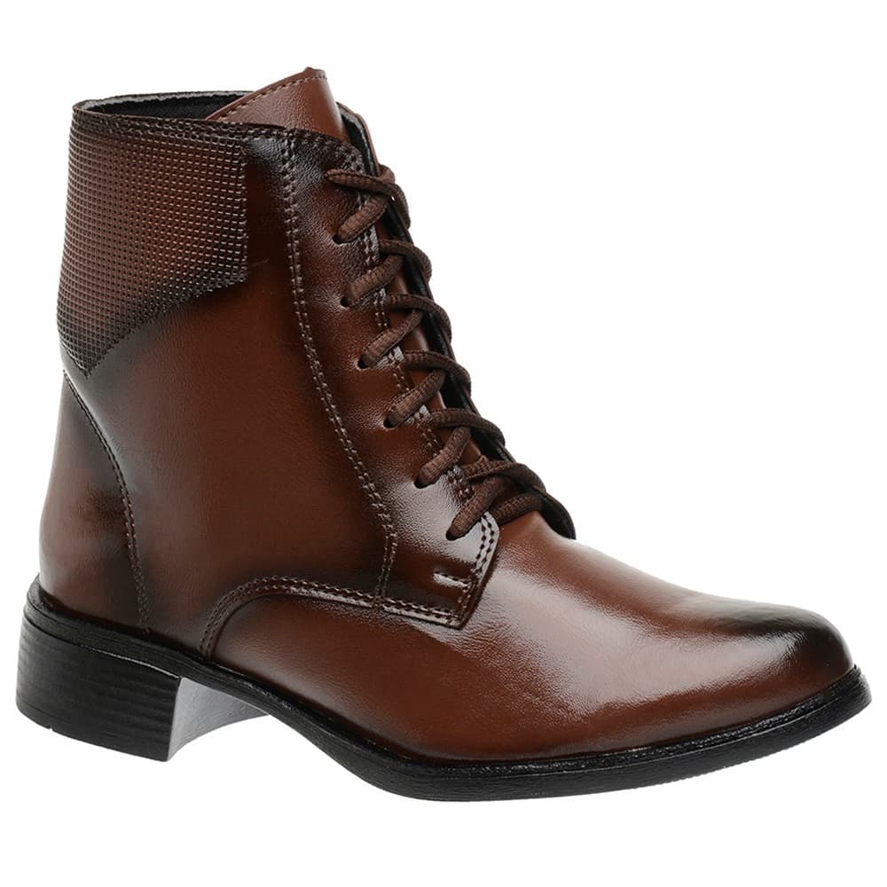 Bota coturno feminino cano curto com cadarço 6011